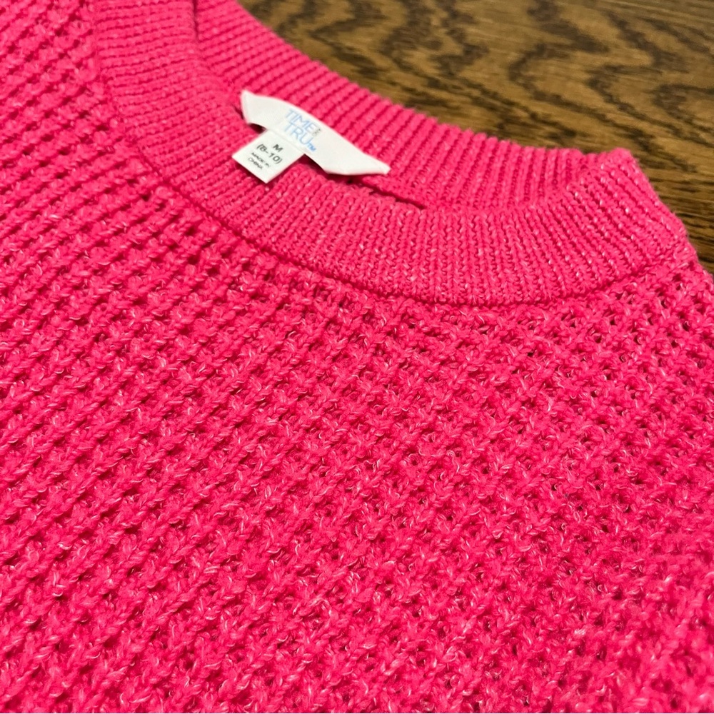 Time and Tru Pink Crew Neck Sweater - Picture 2 of 5